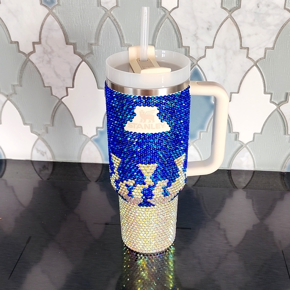 Stanley glass rhinestone 40 oz tumber handmade S1